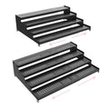 Black 4-Tier Expandable Step Shelf Storage Rack - Stable Non-Slip Display Organizer (2 Pack) with Holes
