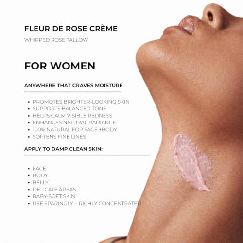 GLISSANT Rose Tallow Cr?me with Lavender | Grass Fed Whipped Beef Tallow Moisturizer for Face & Body | Deep Hydration for Dry Sensitive Skin | Extra Filtered No Beef Scent | 4 oz