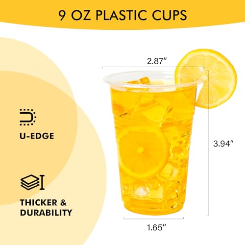 9 oz Disposable Plastic Cups Bulk Pack - Clear Party Cups for Weddings & Events (2000 Count)