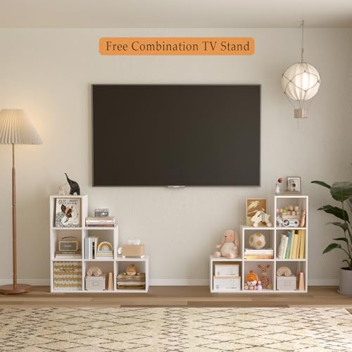 OSCHF Ladder Cube Storage Bookcase - 6-Cube Corner Shelf White - Variation of 6-Cube / White