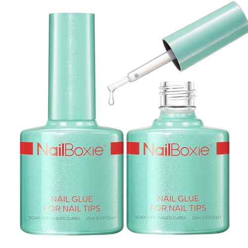modelones Nail Glue for Press Ons, Clear Tips, Acrylic Nails, Need U V Light Cured, 15ML