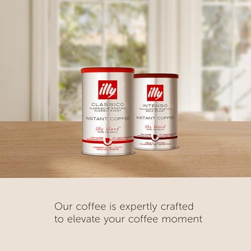 Illy Instant Coffee Intenso Dark Roast 3.3oz Pack of 6 - Bold Arabica Coffee