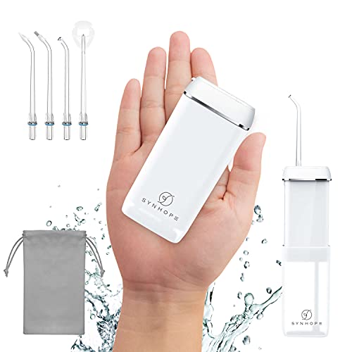 SYNHOPE White Cordless Water Flosser - Portable Oral Irrigator with 3 Modes & Telescopic Tank