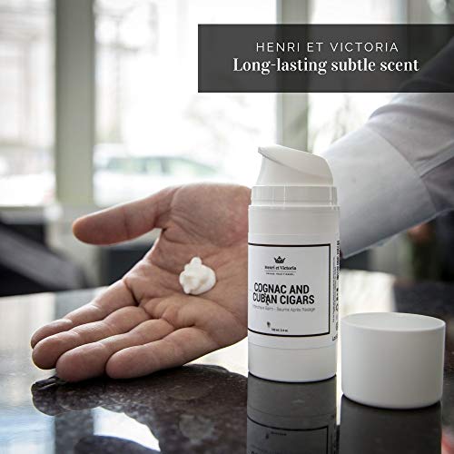 Henri et Victoria After Shave Balm for Men - Cognac & Cuban Cigar Scent, Post-Shave Relief, 3.4 oz