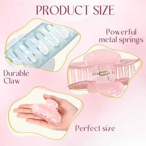 Mermaid Princess Hair Claw Clips Bulk Set - 16 Colorful Acrylic Hair Accessories, 3.19 Inch