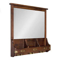 Kate and Laurel Stallard Wall Organizer Mirror with Pockets & Hooks 24L Walnut