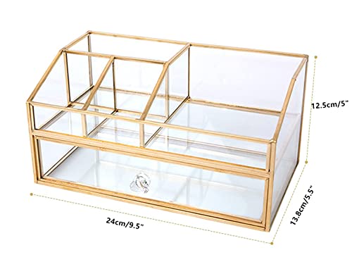 5-Compartment Glass Makeup Brush Organizer Jewelry Display Box - Nordic Style