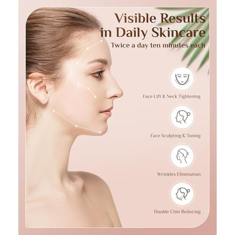 7 Color Galvanic Machines - Red Light Therapy for Face and Neck, Face Massager Tool for Wrinkles, Double Chin, Vibrating Facial Massager with Thermals, White