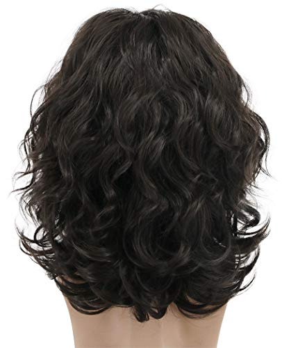California 70s 80s Rocker Wig for Men Women Long Curly Dark Brown - Adjustable Fit