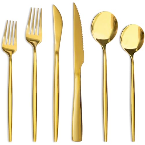 Elegant Gold Silverware Set 48-Piece Flatware Cutlery for 8 with Steak Knives