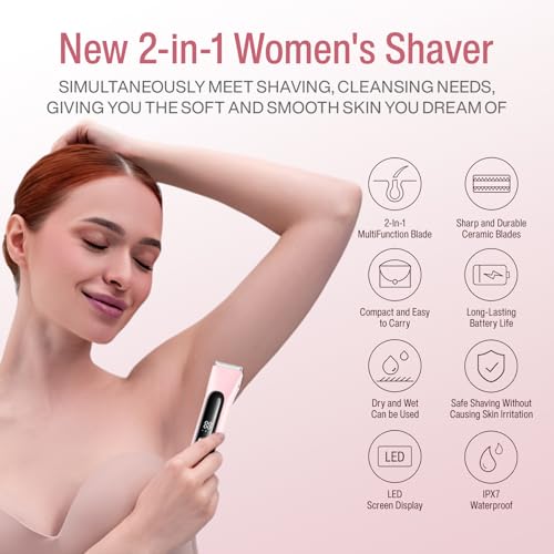 Pink Women's Cordless 2-in-1 Bikini Trimmer with LED Display