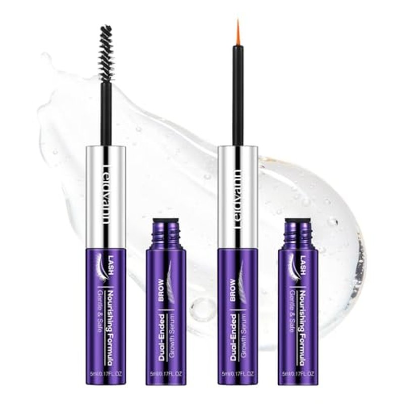 2-in-1 Lash and Brow Growth Serum, Dual-Ended Design 5 mL + 5 mL, Biotin and Peptides, Gentle Enhancing Formula that Promotes Thicker, Longer Lashes & Fuller Brows, Vegan and Cruelty-Free, 10 mL