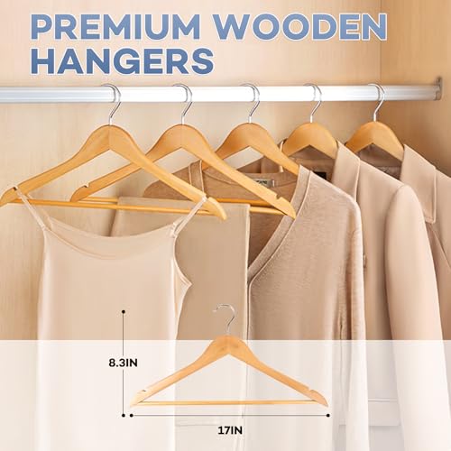 ZENOWICK Wooden Hangers 80 Pack - Heavy Duty Coat & Jacket Hangers