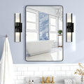 36x24 Bathroom Vanity Mirror with Black Aluminum Frame, Rectangular Wall Mirror with Rounded Corners