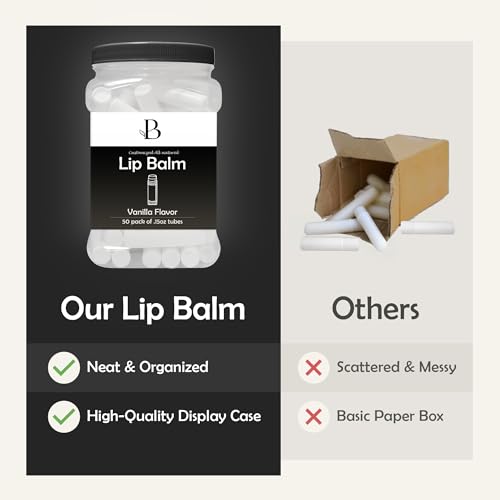 Black Vanilla Lip Balm Bulk - Unlabeled Moisturizing Chapstick with Shea & Vitamin E