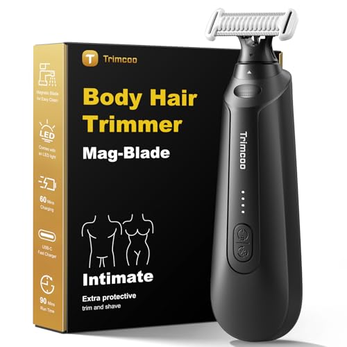 Manscape Body Hair Trimmer H6 One MagBlade Pro for Sensitive Skin, Built-in Dual LED Light, Waterproof Wet/Dry Groomer, USB-C Rechargeable, Full-Body Grooming for Chest and Legs, Black
