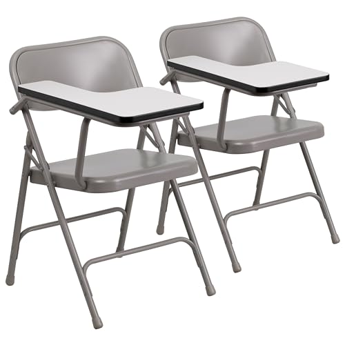 2-Pack Folding Chairs with Right-Handed Tablet Arms - Portable, Heavy-Duty Steel