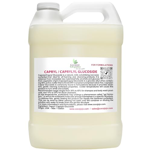 Capryl Glucoside Liquid Surfactant - Natural Plant-Derived for Shower Gels & Face Cleansers - 128 oz Pack of 1