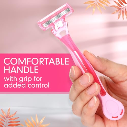 Lasnten 30 Pcs Women's Disposable Razors with 3 Blades for Sensitive Skin - Portable & Hygienic
