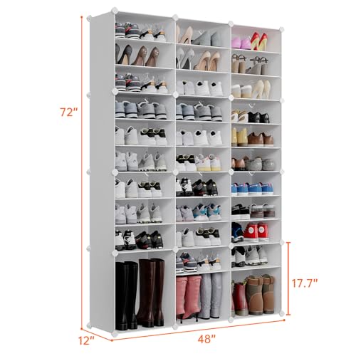 Large 72-Pair Shoe Rack Organizer - Tall & Expandable Closet Storage System