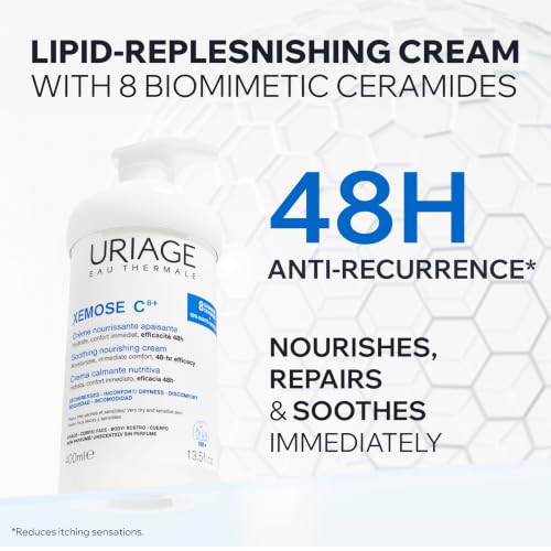 Uriage Xémose C8+ Lipid-Replenishing Body Cream 13.5 Fl Oz for Very Dry Skin