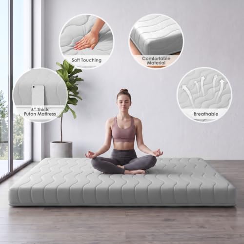 6-Inch Thick Floor Mattress - Japanese Futon for Sleeping & Lounging