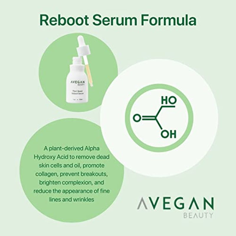 Ecco Bella Avegan Wellness Beauty Plant-Based Facial Serum for Glowing Skin ? Face Gentle Exfoliating Blemish Spot Treatment with Alpha & Beta Hydroxy Acid