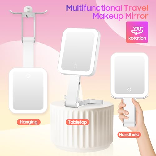 GOMIPURU Silver 30X/1X Double-Sided Travel Makeup Mirror with Lights