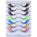 Outopen 7 Pairs Angel Colored Lashes Fluffy Wispy Winged False Eyelashes Halloween Cosplay Makeup Colorful Eye Lashes Like Extensions