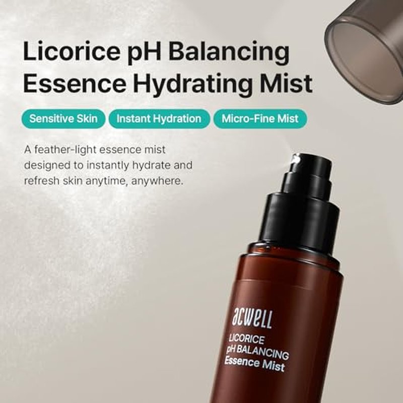ACWELL Licorice pH Balancing Essence Hydrating Face Mist ? Ultra-Fine Facial Spray with Licorice, Triple Hyaluronic Acid & Panthenol, Soothing Hydration & Barrier Repair for Sensitive Skin, 3.38 fl oz