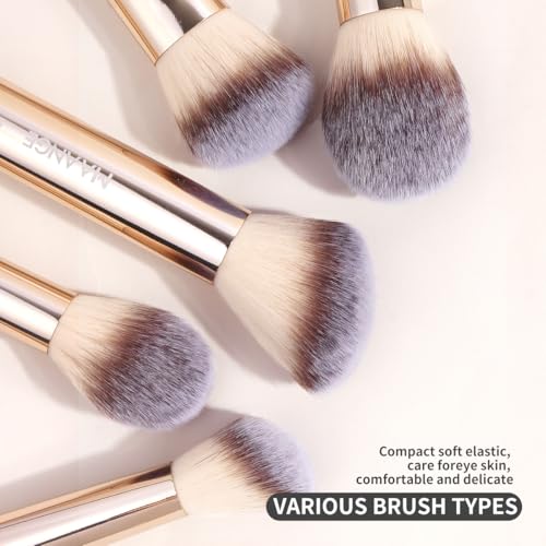MAANGE 20-Pc Gold Makeup Brush Set – Double-Ended Kabuki & Foundation Tools (Full Set)
