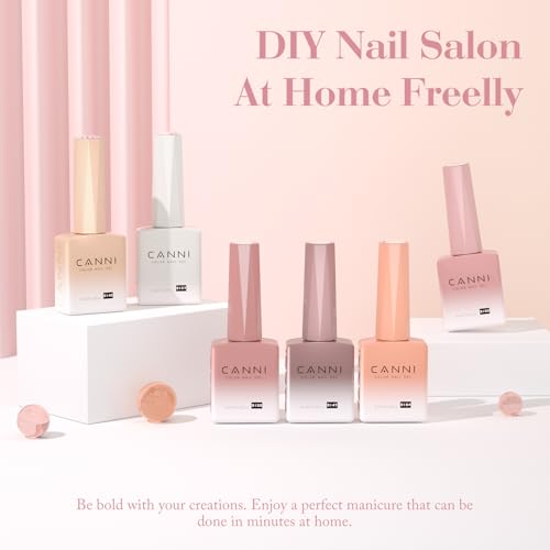 CANNI Jelly Gel Nail Polish Set ? 6 Sheer Colors (Milky White, Light Pink, Nude Peach), 9ML Each, Transparent Soak Off UV LED HEMA-Free Manicure Gel for Women