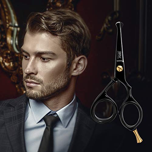 BRV MEN Black Rounded-Tip Nose & Ear Hair Scissors 4.2" - Professional Grooming Tool
