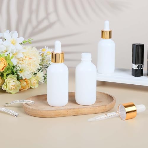 Light-Proof White Porcelain Dropper Bottle Set - Refillable 2oz, 12 Pack