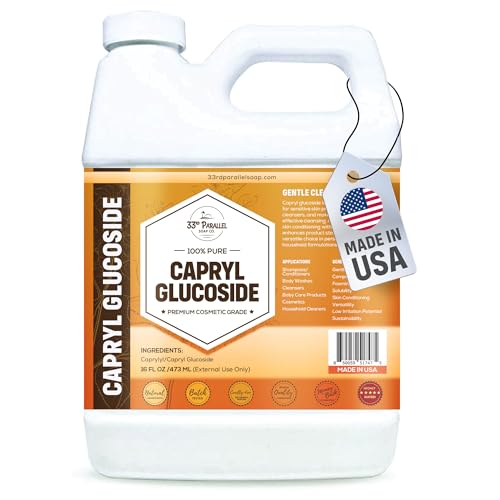 Capryl Glucoside Liquid Surfactant (16 oz) - Caprylyl Natural, Plant Derived, DIY Skin Care - Facial Cleansers, Body Washes, Shower Gels, Foaming, Body Soap, Shampoos, 16 ounce