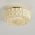 Vintage Milk Glass Flush Mount Ceiling Light Cream Yellow Shade with Brass Base