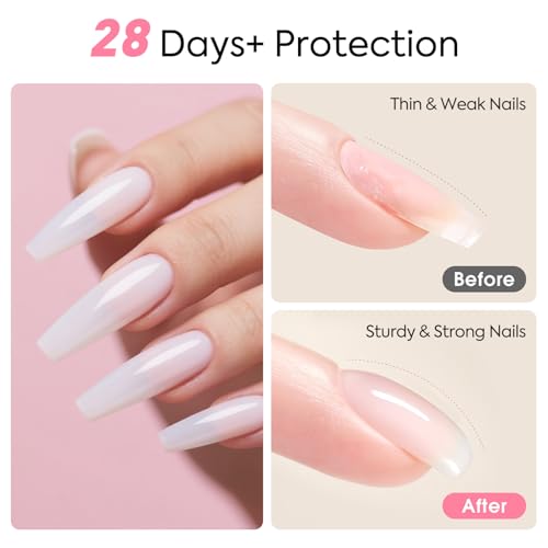 CANNI Rubber Base Gel Set - 6 Colors Milky White Clear Pink R1 - Nail Strengthening & Builder