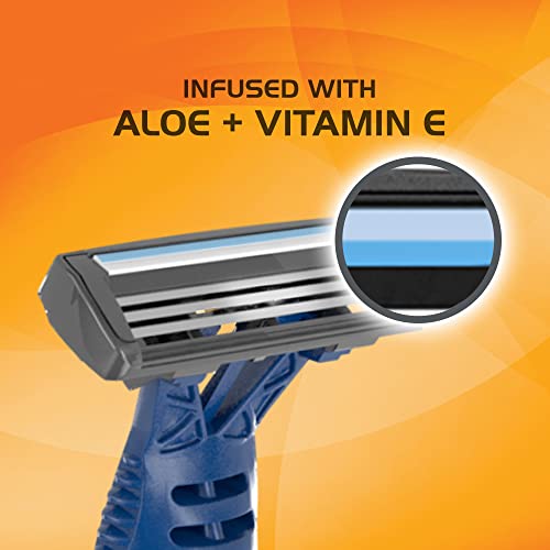Blue Disposable Razors for Men 4 Pack - Comfort 3 Advance, Sensitive Skin