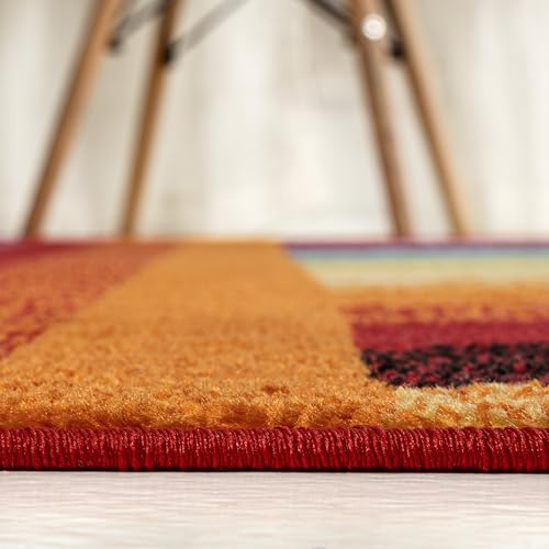 Jonathan Y Retro Rainbow Stripe Indoor Area Rug 5'3" x 7'7" – 5x8, Non-Shedding, Easy-Cleaning