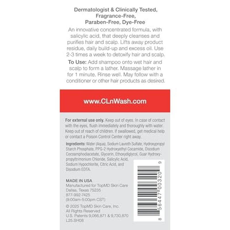CLn¢ç Shampoo - Clarifying Formula with Salicylic Acid, for Normal to Oily Scalp Prone to Folliculitis, Dandruff, Itchy & Flaky Scalp, Fragrance-Free & Paraben-Free, 8 fl. oz.