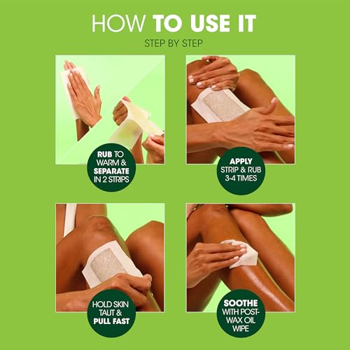 Nad's Facial (48 Strips) and Body (24 Strips) Wax Hair Removal Kits for Women - Natural Beeswax Formula