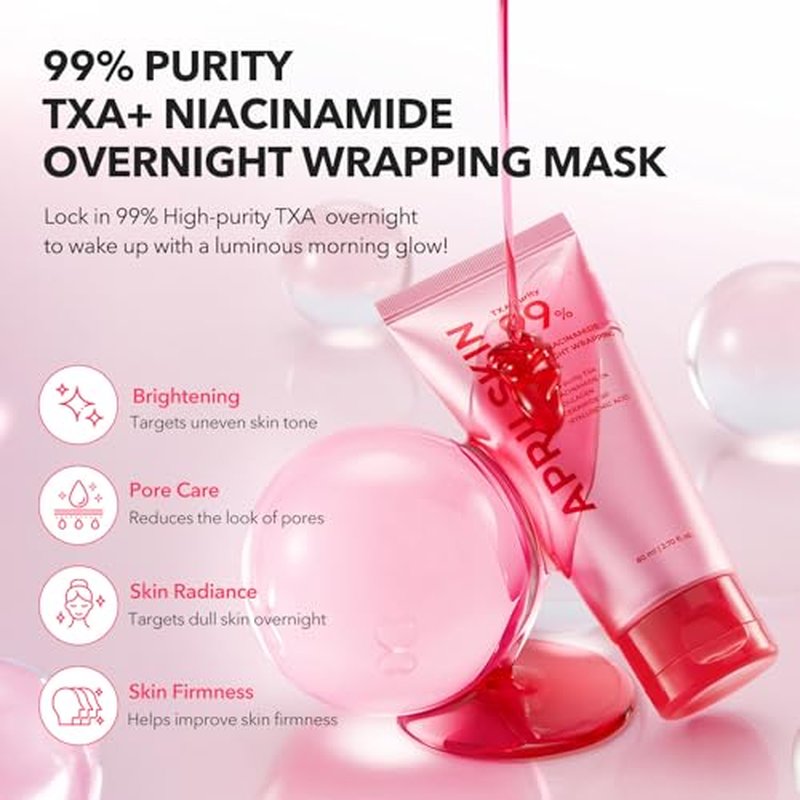 APRILSKIN Pore Care & Glow Duo with Jelly Brush: TXA Niacinamide 99 Overnight Wrapping Mask Duo and Jelly Brush, Calendula Flower-Infused Facial Peel Off Mask and Jelly Brush