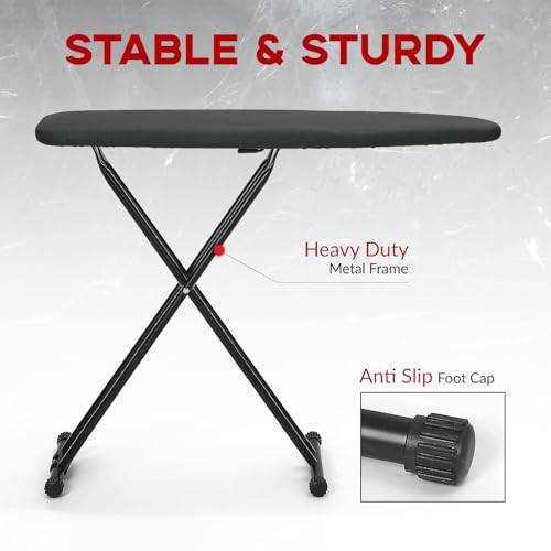 Full Size Ironing Board 54x14 Inches with Adjustable Height Black - Rainhol