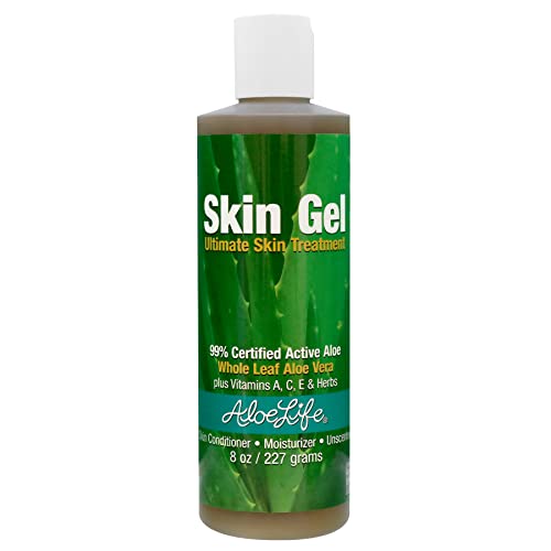 Aloe Vera Skin Gel 8oz - Organic Whole Leaf Aloe with Vitamins for Face & Body - Variation: Aloe Vera 8 Ounce