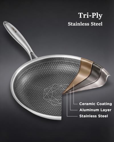 Non Stick Frying Pan Set 8+10+12 Inch Hybrid Skillets Dishwasher Oven Safe