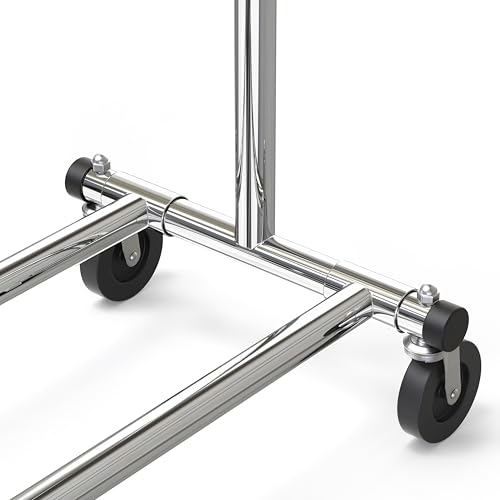 Heavy Duty Chrome Garment Rack - Extendable Clothing Organizer with Swivel Casters