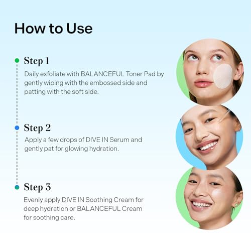 Korean Skincare Set with Hydrating Serum, Soothing Cream & Toner Pads