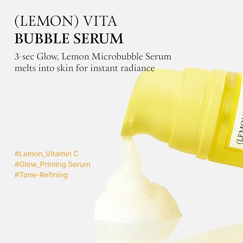 Lemon Vita Bubble Facial Serum - Organic Jeju Lemon & Vitamin C for Glow & Hydration, 3.21 fl oz