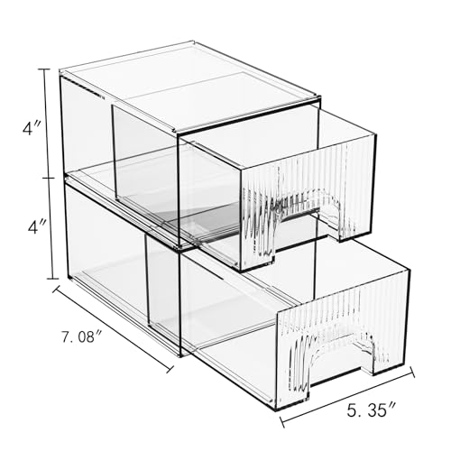 Stackable Acrylic Cosmetic Organizer Set - Clear Drawer Storage for Vanity and Kitchen