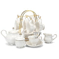 White 22-Piece Porcelain Tea Set with Cups Saucer Teapot Sugar Bowl Creamer for 6